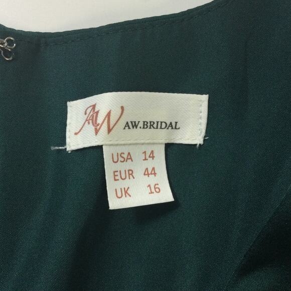 AW BRIDAL 14 1X plus hunter green Elinore satin formal party maxi dress NEW 0B8 - Picture 8 of 9